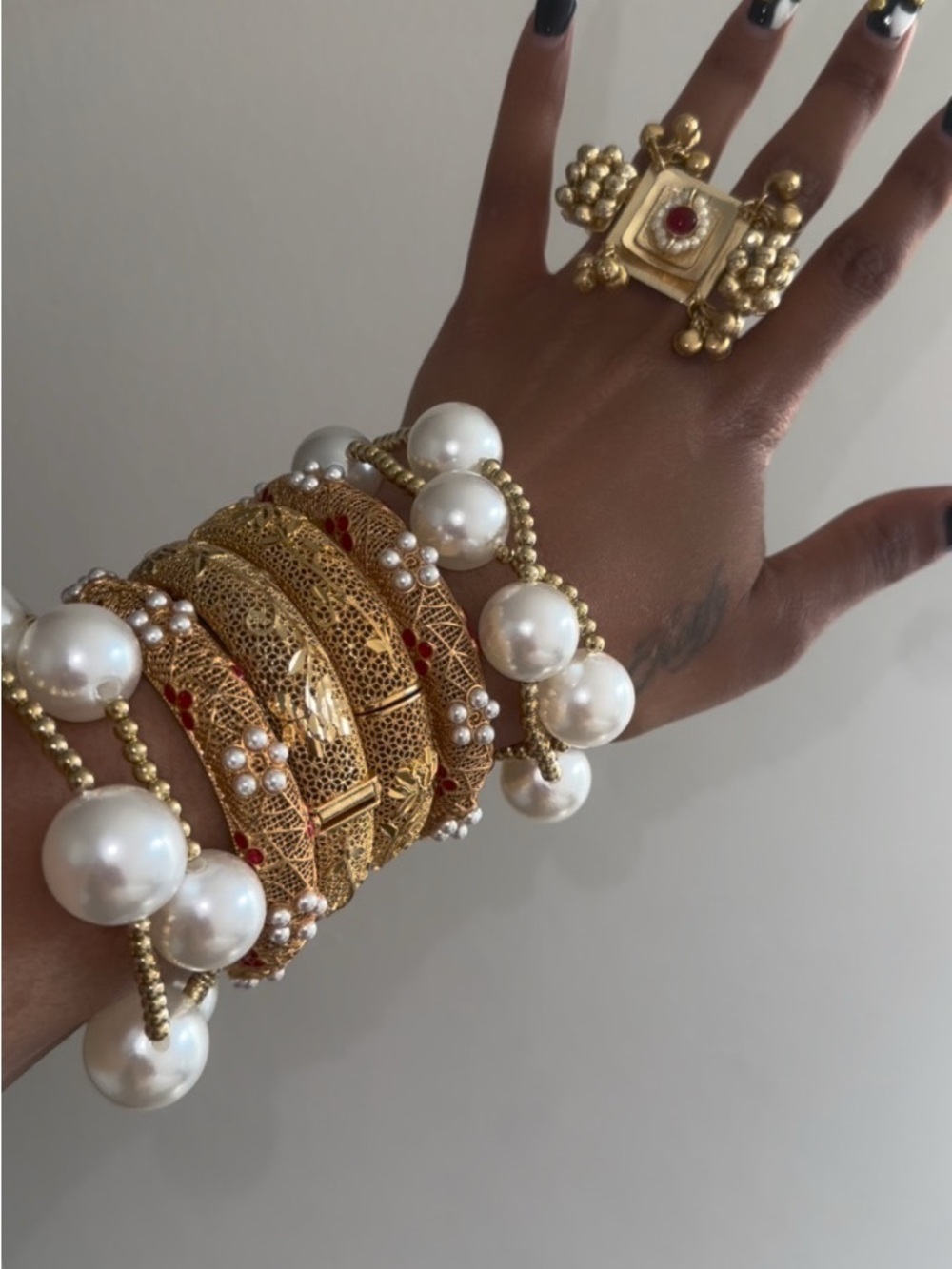 Gold Kundan Statement Ring